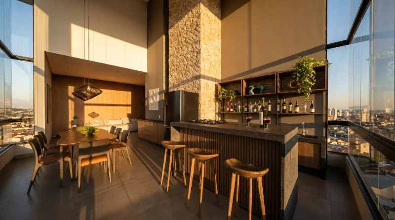 Escada e mezanino da cobertura duplex